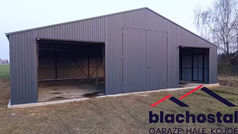 Pomieszczenie magazynowe 12×9 m ciemny grafit — przestrzeń magazynowa stalowa, wykonanie przemysłowe.